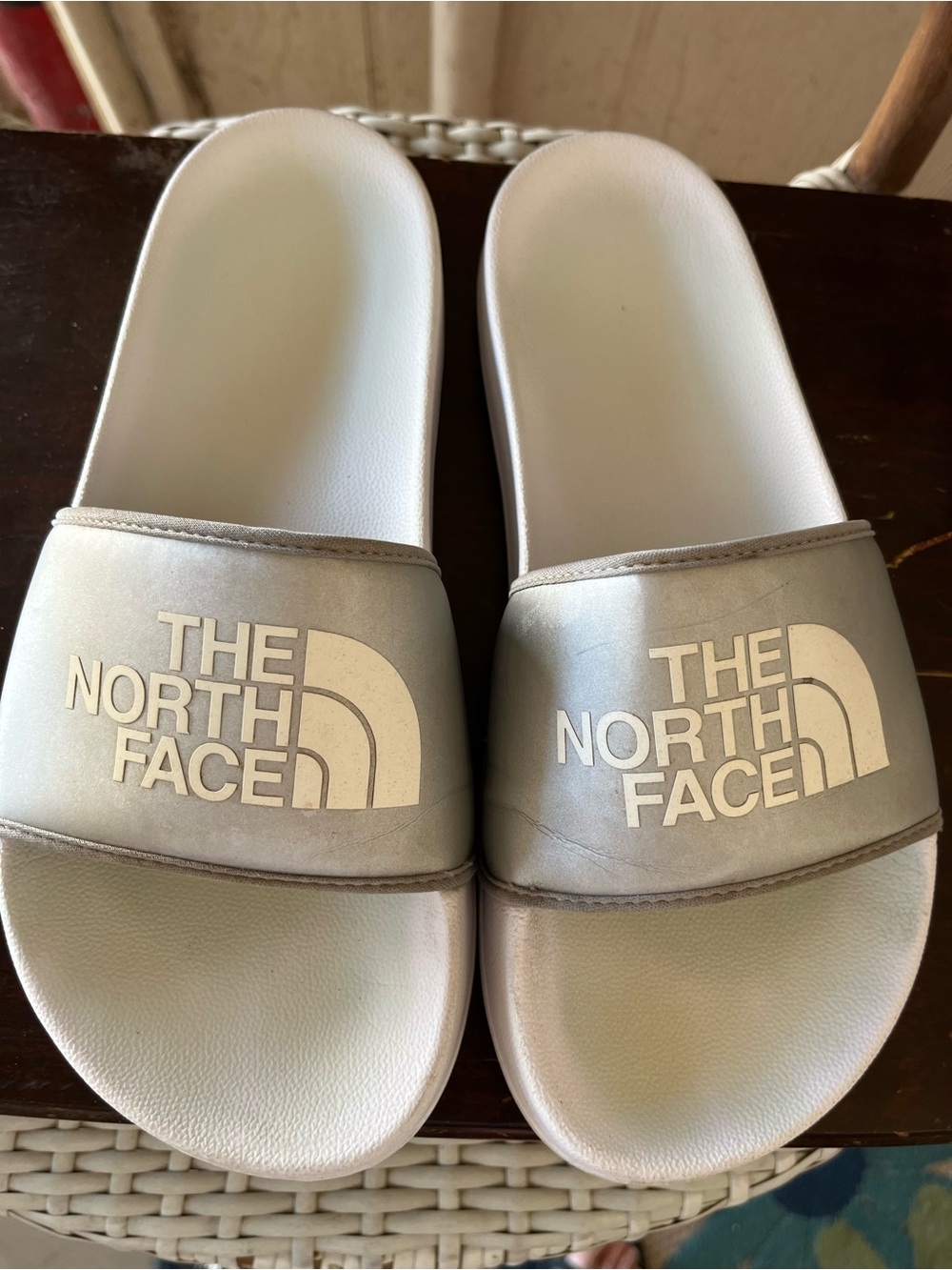 The North Face Silver Logo Slide Sandals